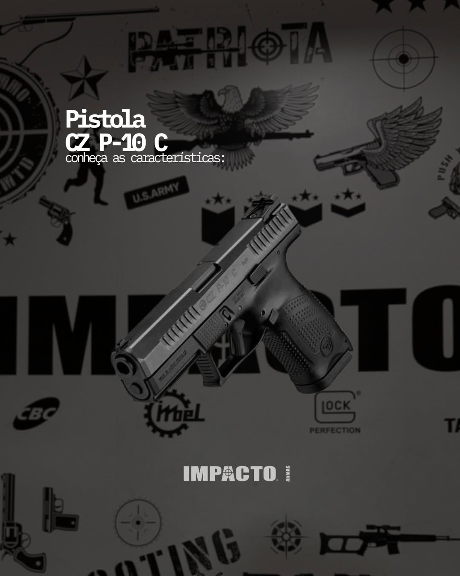 Pistola em destaque no cenário da Impacto Armas